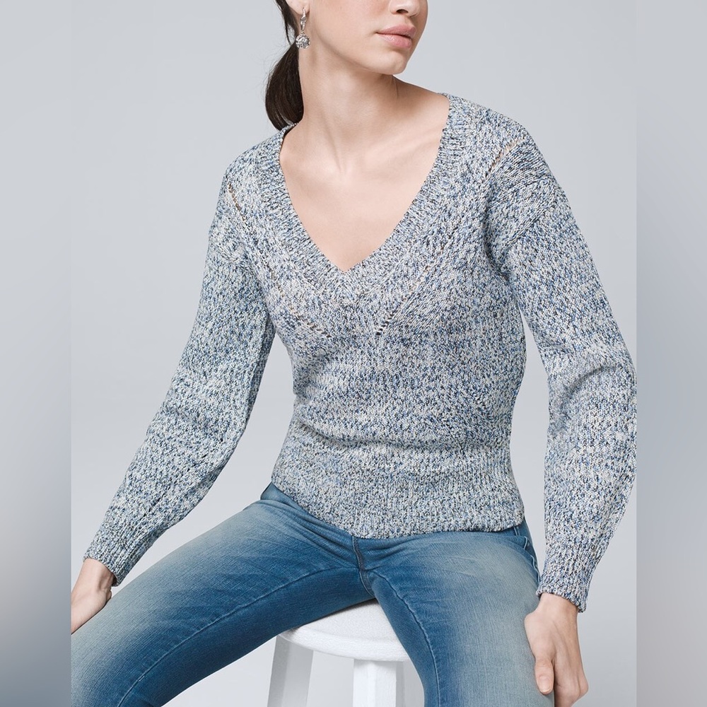 NWT White House Black Market Marled V-neck Sweater